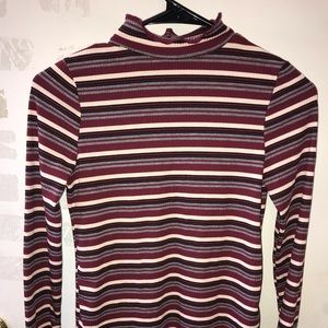 Striped Long Sleeve Mock Neck Shirt